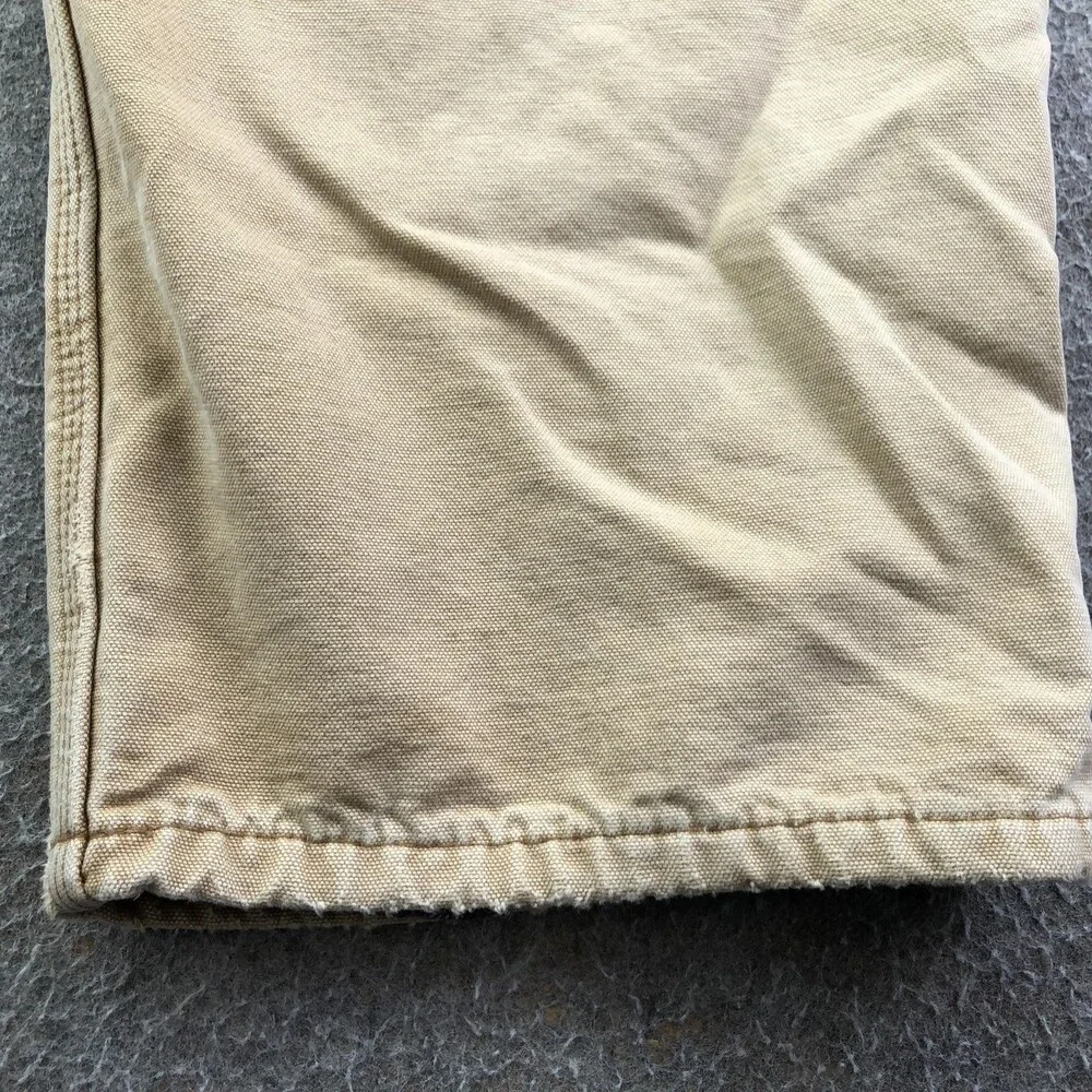 Carhartt Pants Mens 40x32 Brown Canvas Carpenter Flannel Lined Workwear B111 - Picture 4 of 14